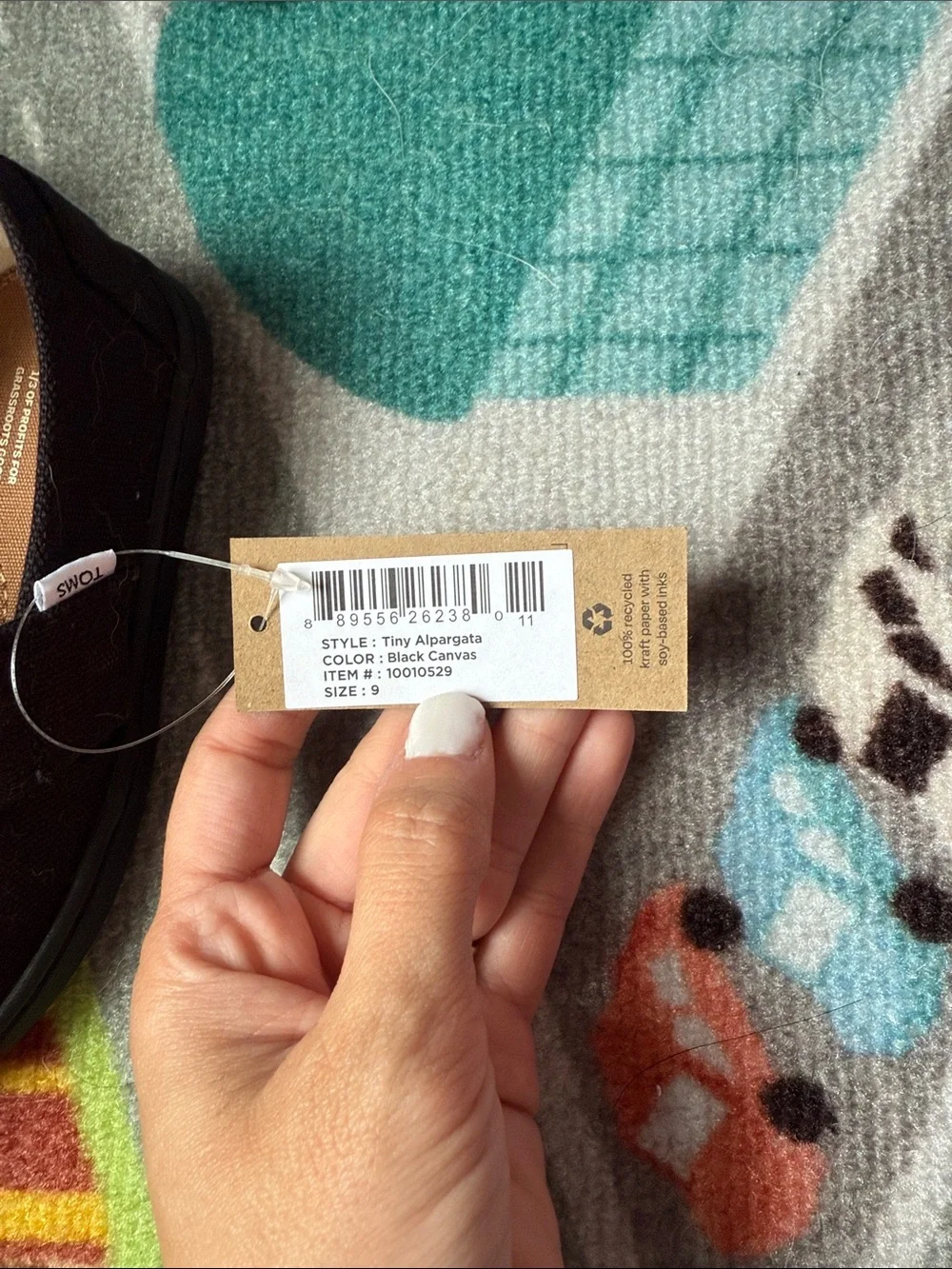 TOMS Kids Black Slip-On Moccasins